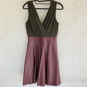 ARK & CO fun A-line dress w/faux leather skirt S